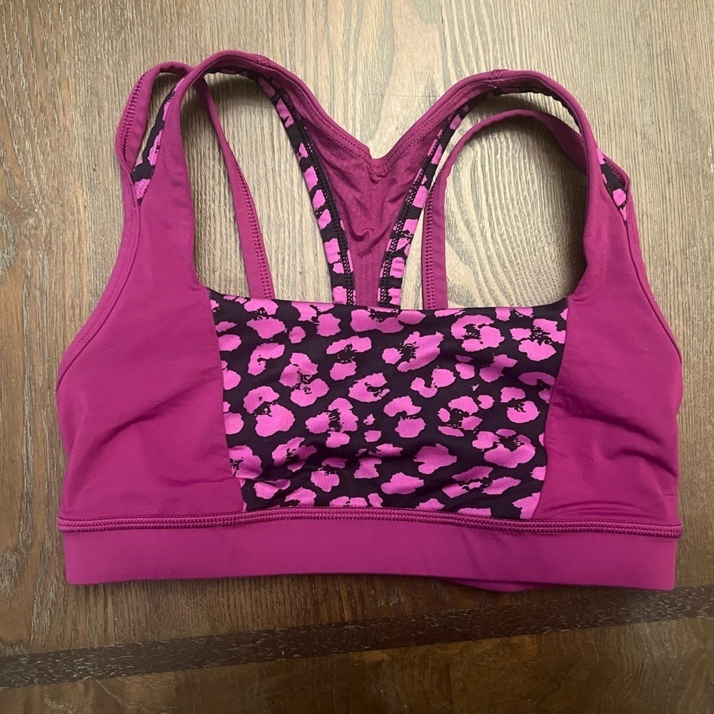 Lululemon Athletica Purple Pink Sports Bra with Leopard Print - Picture 4 of 6